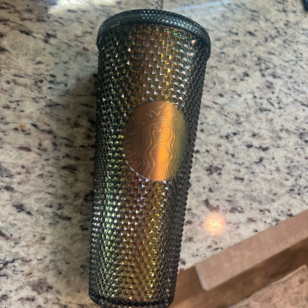 Starbucks Fall Black‎ Iridescent Studded Textured Cold Cup Tumbler 24oz